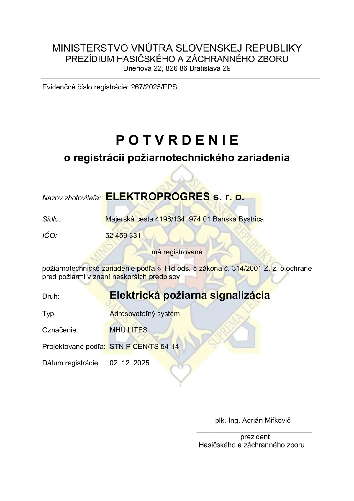Cert eps 267