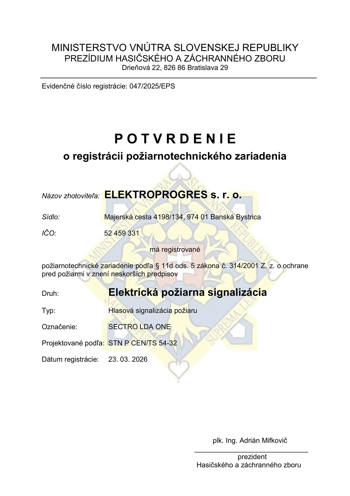 Cert hsp 047